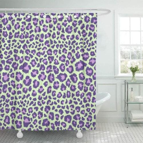 Pink 1980S Leopard Animal Purple 1990S Shower Curtains Sets with Hooks 72 x 78 Inches Waterproof Polyester Fabric