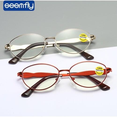 Seemfly Metal Reading Glasses Women Anti Blue Light Computer Reading Eyeglasses For Men Reader Protection Eyewear +1.0 +1.5 +2.0