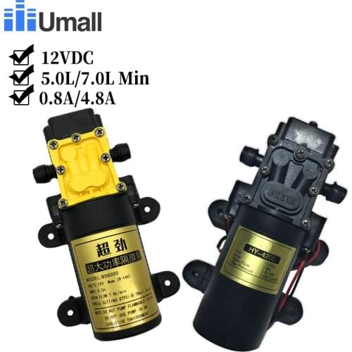 Durable DC 12V 70PSI 5L/7L min Agricultural Electric Water Pump Black Micro High Pressure Diaphragm Water Sprayer Car Wash 12 V