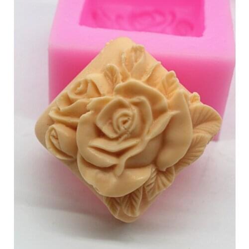 Silicone soap mold Rosebuds square shape fondant cake chocolate clay mould wholesale mould tools