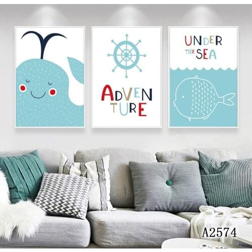 Modern Abstract Oil Painting Print on Canvas 3pcs Cartoon Animal Canvas Printing Wall Art Picture Painting for Home Decor