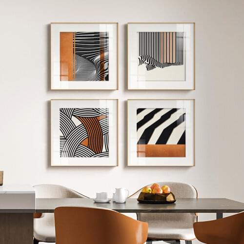 Line Wave Modern Restaurant Square Decoration Painting Abstract Line Hanging Painting Minimalist Living Room Background Mural