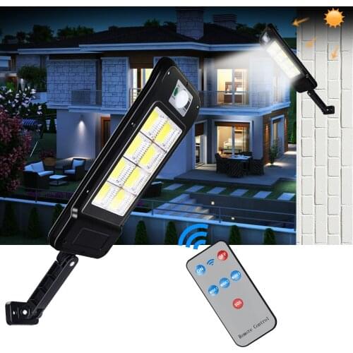 High Lumen COB Solar Lamp Powerful Remote Control Outdoor Solar Light PIR Motion Sensor Garden Wall Street Lights Decorative