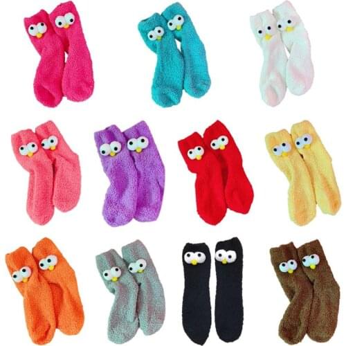 Women Men Winter Warm Socks Sleeping Bed Home Fluffy Funny Coral Fleece Sock F3MD
