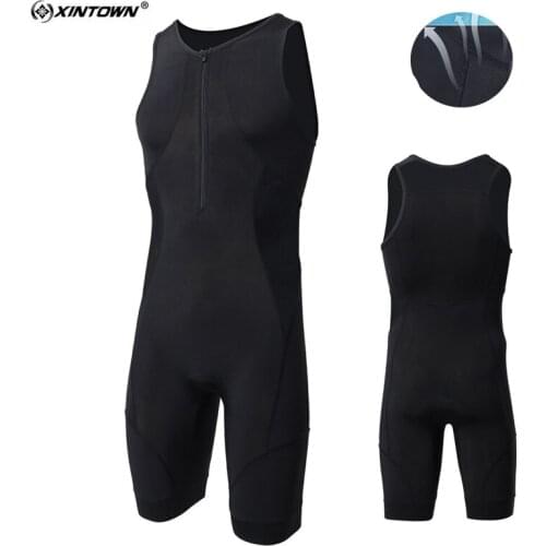 Triathlon One Pieces Compression Men Black Cycling Clothing Elastic Sleeveless Cycling Jersey Tight Breathable Bike Swim Running