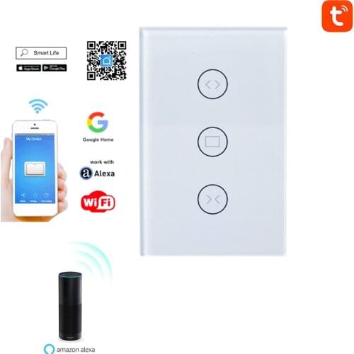 WIFI smart curtain touch switch APP wireless remote control supports Alexa and Google Assistant voice control US standard switch