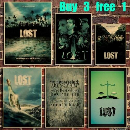Film LOST Vintage Kraft Paper Poster Bar Office Coffee Shop Home Art Wall Stickers