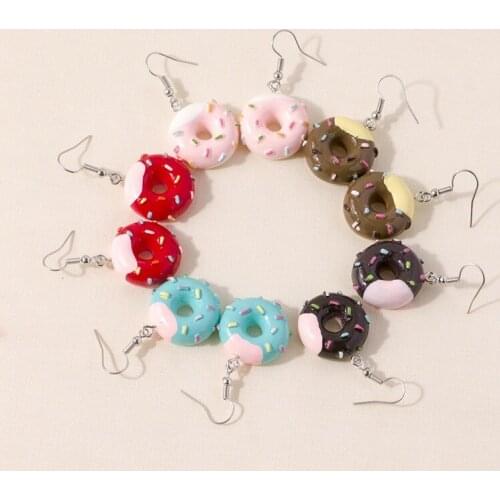 2020 European and American New Earrings Fashion Personality Creative Simulation Dessert Donut Earrings Female Wholesale