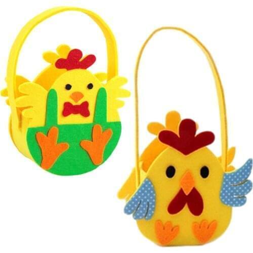 1PCS Easter Egg Basket Gift Boxes & Bags Non-woven Chick Printed Canvas Gift Carry Egg Candy Bag Home Storage Tote Bag