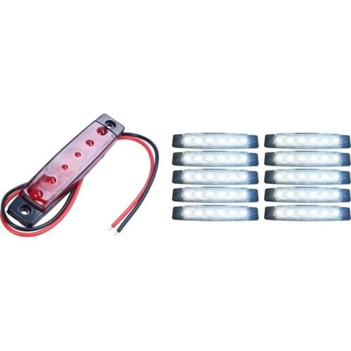 1x 24V 6 SMD LED Car Light Red Light & 10 Pieces 24V Tail 6 SMD LED Side Indicator Indicators Rear Lamp White Light