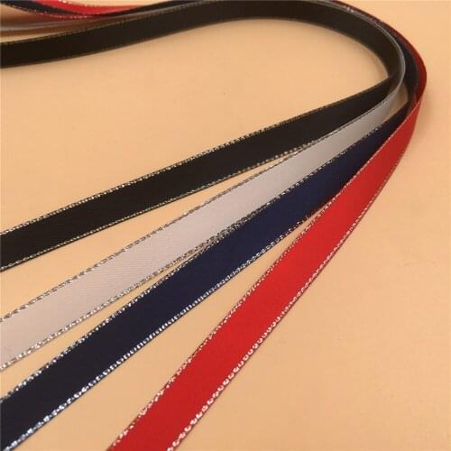 5/8" 16mm X 100yards Silver Lurex Edge Satin Ribbon double sided wedding decoration candy cake wrapping craft scrapbook