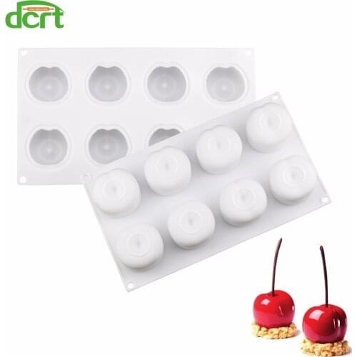 8 Holes Cherry Shape 3D Silicone Mold Cake Decorating Tools Dessert Mousse Chocolates Pastry Bakeware Baking Tools