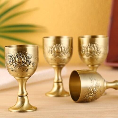 Large Metal European Antique Bronze Liquor Glass Creative Personality Liquor Rose Home Russian Goblet Small Wine Glass