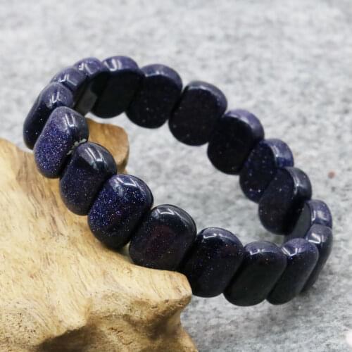 Fashion Accessories Blue Sandstone Bracelet Hand Chain Glass Jewelry Making Lucky Stone Christmas gifts 7inch Wholesale 10x14mm
