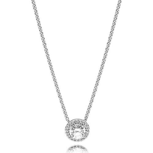 NEW 2018 NEW 925 Sterling Silver Classic Elegance Necklace Clear CZ Elegant Temperament Suitable Gift Clavicle Chain