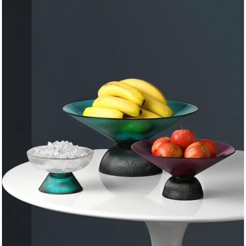 European Light Luxury Glass Fruit Plate Home Table Decoration Creative Coffee Table Dining Table Storage Snack Tray Fruit Pot