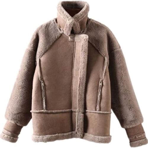 European and American Style Winter Women Automotive Faux Fur Coat High Fashion Women Brand Clothing Leather Overcoat Female A158