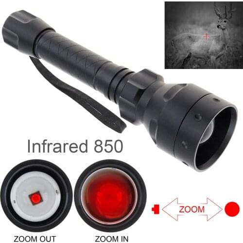 T50 Long Range Infrared Zoomable 10W IR 850nm LED Range Radiation Tactical Flashlight with Night Vision for Hunting Torch