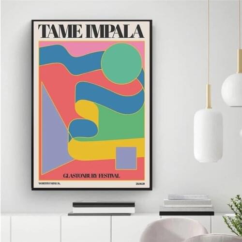 Canvas paintingTame Impala At Glastonbury GigVintage Colorful Posters and Prints Wall Art Picture for Living Room Decor Cuadros