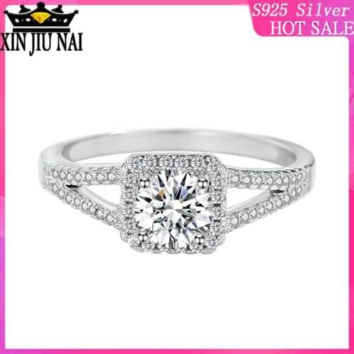 925 sterling silver marriage Proposal Diamond Womens Square Ring Customizable Platinum Wedding Ring Eight Hearts Eight Arrows