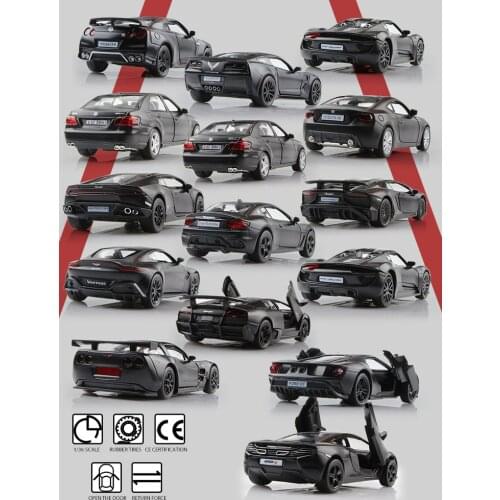 Sports Car Collection Model Gifts For Children Matte Black Color Series RMZ city 1/36 Alloy Diecasts Toy Vehicles TOYOTA McLaren