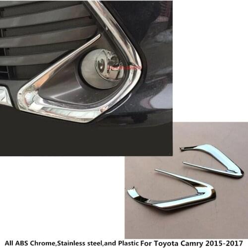 Car Body Front Fog Light Lamp Frame Styling ABS Chrome Cover Trim Part Hood Moulding Panel 2pcs For Toyota Camry 2015 2016 2017