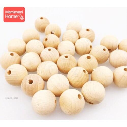 Mamihome 100pc Wooden Beads 8mm-20mm Baby Teether Diy For Pacifier Clip Chain Beech Rodent Nursing Bracelets Gifts Bpa Free Toys