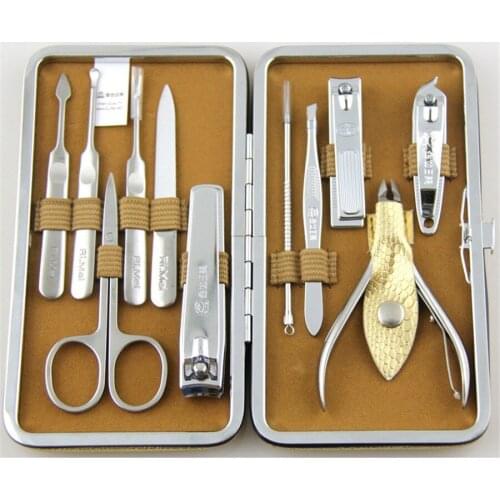 High Grade 11pcs Manicure Sets Nail Care Tools Set Stainless Steel Nail Clippers Kit Nail Cleaner Nail Art Grooming Kit