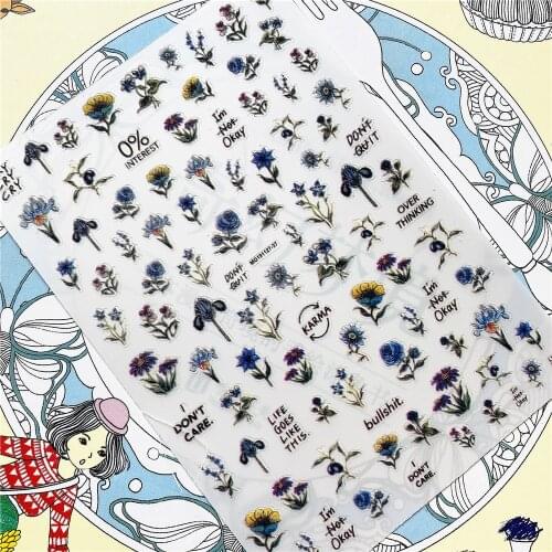 MG191118-05 MG191118-06 Red rose flower 3D Back glue Nail Art Stickers Decals Sliders Nail ornament decoration