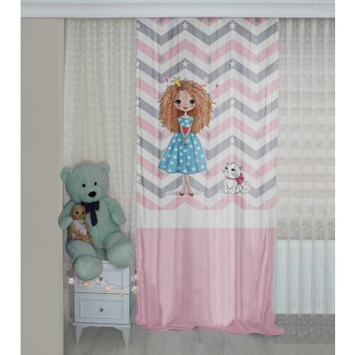 Cute Girl Patterned Background Curtain velvet curtain kids room drape Baby Rabbit Ballerina Fairy Girl Honey Cat Moon Stars