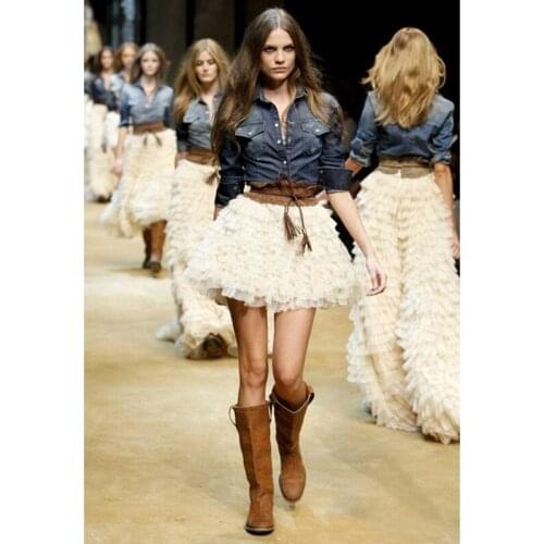 European Ivory Mini Skirts Women Tiered Skirt Custom Made faldas saia Layered Girl Skirt Tulle Short Above Knee Fashion