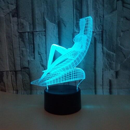 Sunbathing 3d Nightlight Acrylic Colorful Creative Touch Illusion 3d Led Table Lamps For Living Room Desk Lamp For Bedroom