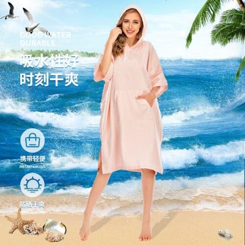 2020 new trendy hoodie poncho natrue cotton and linen long sleeve surf dry robe