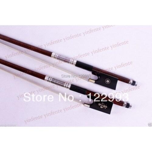 One Violin Bow Carbon Fiber Round Stick Ebony Frog Pernambuco Skin 4/4 R#7