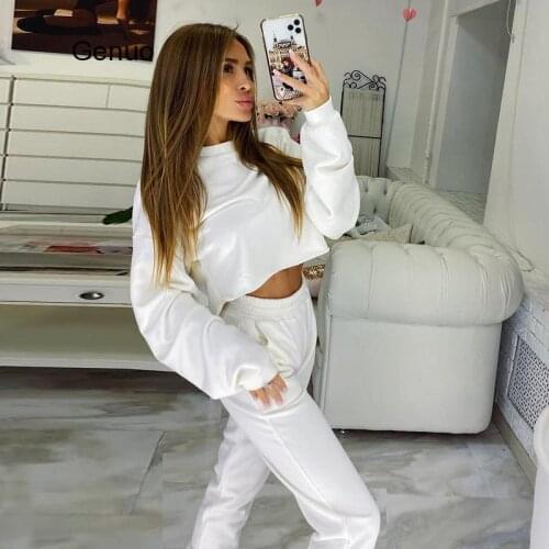Solid Women 2 Piece Set Pullover Sweatshirt Sweatpants Suits Jogger 2020 Autumn Winter Casual Tracksuit Home Loungewear