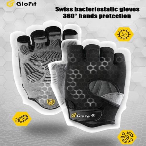 Glofit Half Finger Cycling Gloves Cold feeling Summer Breathable Fitness Gloves Mens Training Outer Sport Hand Protector