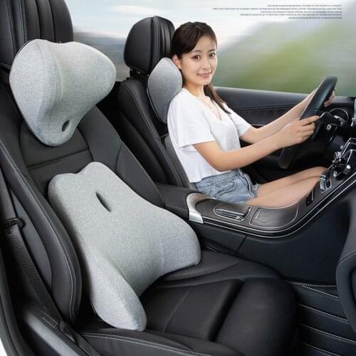 JINSERTA Car Headrest Neck Pillow Skin-friendly Breathable Fabric Travel Pillow Seat Back Support Waist Pillow for Car Accessori