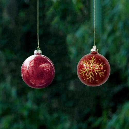 16pcs/pack Diameter=8cm Inner Red Powder Series Hanging Glass Ball Christmas Tree Pendant Festival School Party Wedding Prop