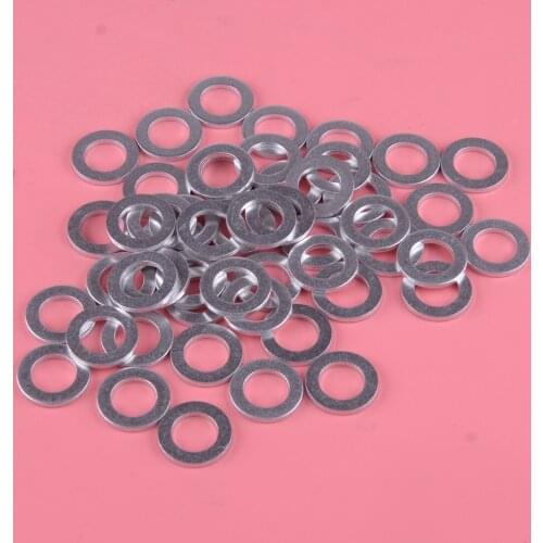 DWCX 50pcs Silver Aluminum Alloy Car Engine Oil Crush Washers Drain Plug O Rings Gaskets Seal 12mm ID. 20mm OD