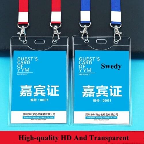 Transparent Plastic Clears ID Card Bag Case PVC Plastic Exhibition ID Badge Card Holder Work Name Card Holder With Lanyard