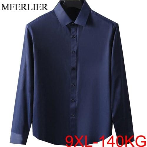 Spring Autumn men shirts 9XL Bust 147cm 6XL 7XL 8XL Plus size long sleeve shirt men