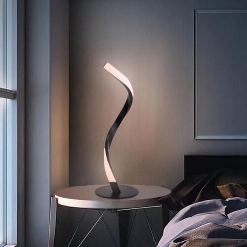 S-shaped Decorative Living Room Bedroom Table Lamp White, Black, Color Desktop Table Lamps 110-240V Indoor Lighting