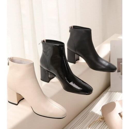 Women High Heels simple Patent leather Platform High Heeled Boots For Women Comfortable Naked shoes