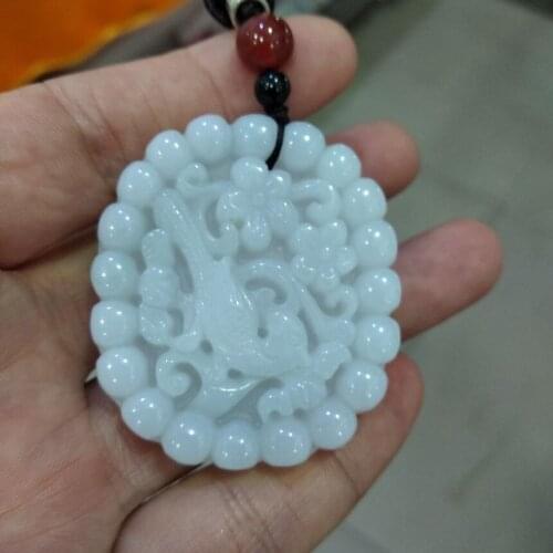 Admirable Myanmar Jade Pendant magpie plum blossom Amulet emerald Lucky Hanging Necklace