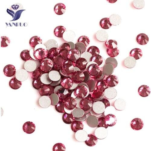 YANRUO SS30-SS34 6.32-7.3mm 288pcs Rose Shiny Color Flat Back Strass Non Hot-Fix Rhinestone Dress For Glass Stones