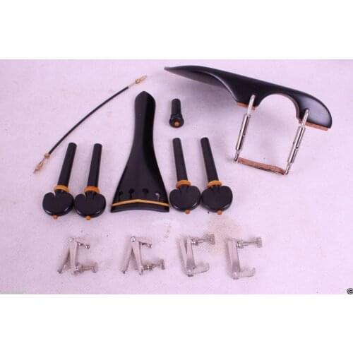 Yinfente violin Accessories 4/4 Violin tailpiece Fine tuner pegs chin rest end pin Full size Natural Ebony