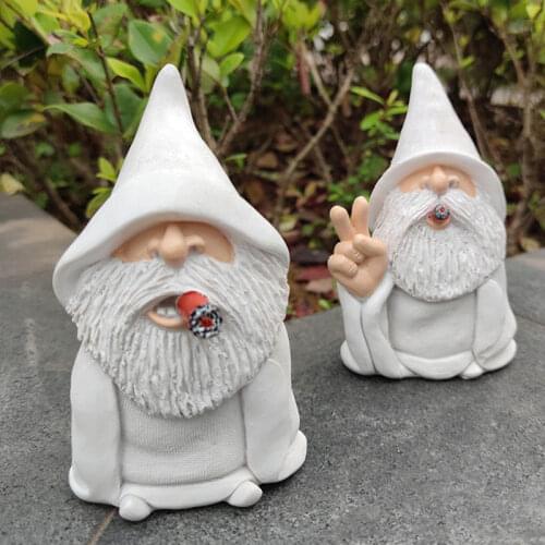 Funny Resin Figurines Garden Gnome White Beard Dwarf Garden Decoration Statue Gnome Decoration Villa Home Figurines Decoartion