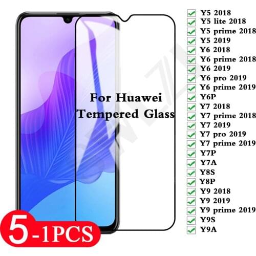 5/3/1Pcs tempered glass for Huawei Y9 2019 Y9S Y9A Y8S Y8P Y7 prime Y7P Y7A Y6 pro Y6P Y5 lite 2018 Film phone screen protector