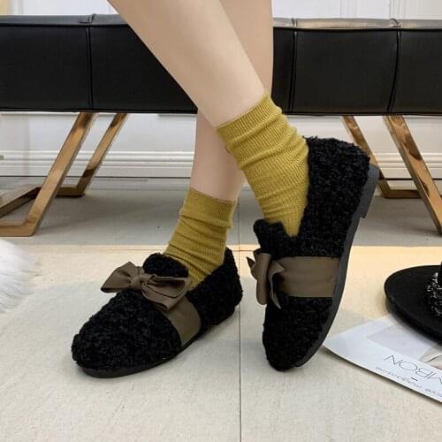 Womens Platform Cotton Shoes Winter Korean Cartoon Shoes Plus Velvet Peas Shoes Warm Home Women Shoes U12-76