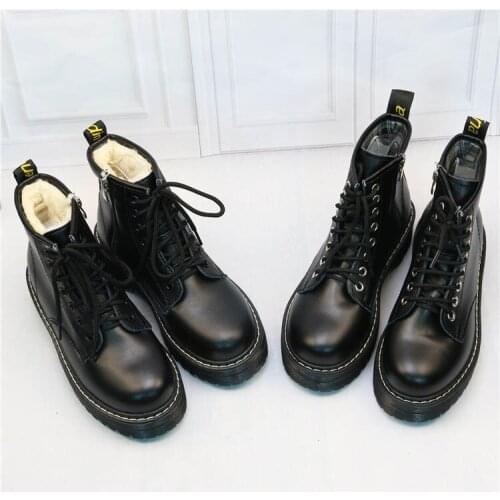 Women Flat Platform Ankle Boots Spring Boot Black Lace Up Black Medium Creepers Shoes Fashion Party Footwear